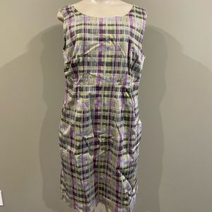 Joe Fresh / large purple and green patterned dress NWT